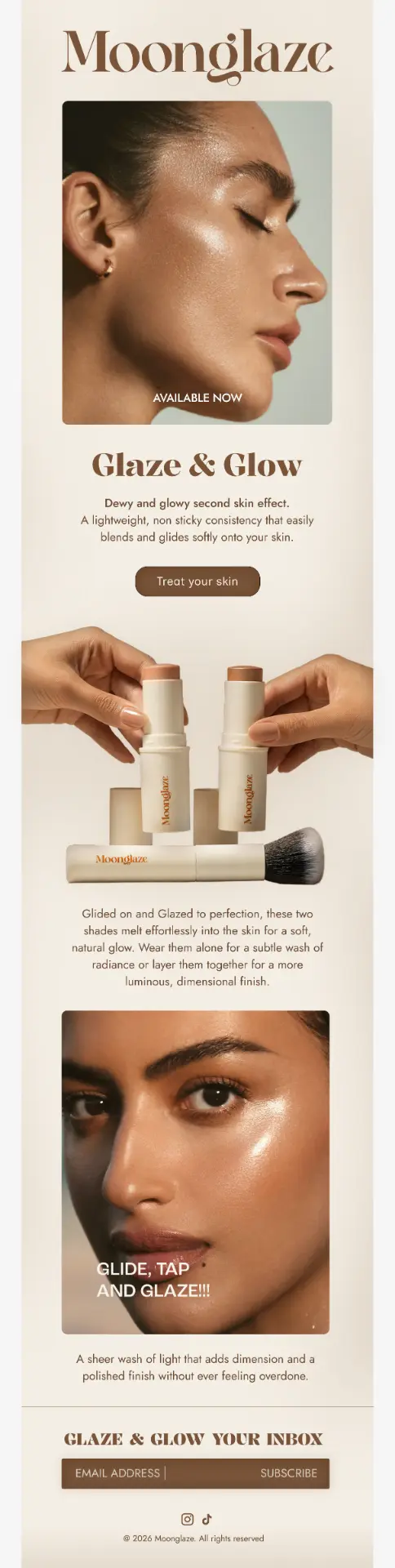 Email design concept for a beauty brand launch